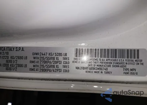 2019 Ram Promaster City Tradesman from USA, damaged, VIN ZFBHRFAB9K6M96740